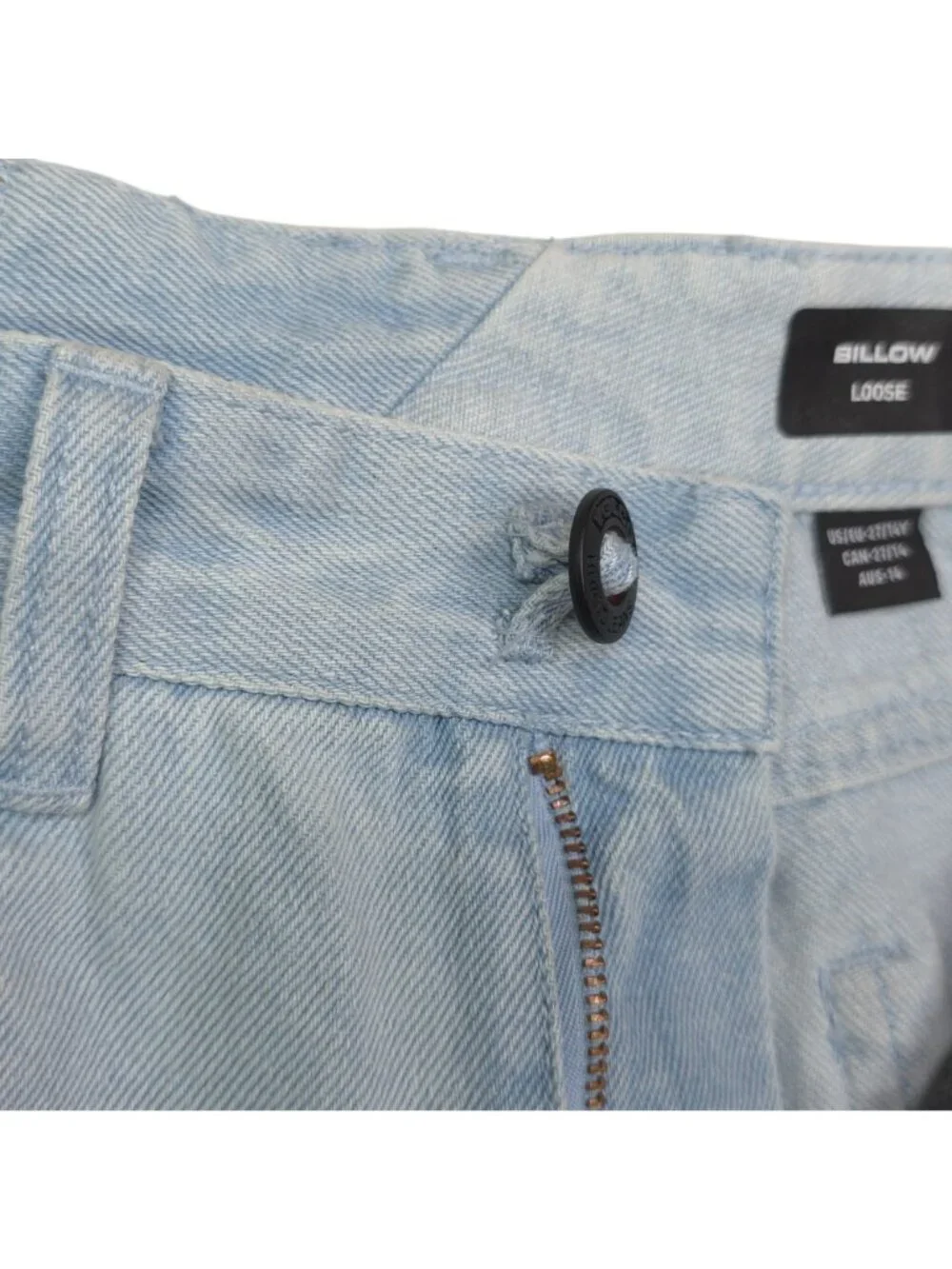 Volcom Billow Loose Fit Denim Jeans Boys Youth sz 14 27  Relaxed Rise Light Wash
